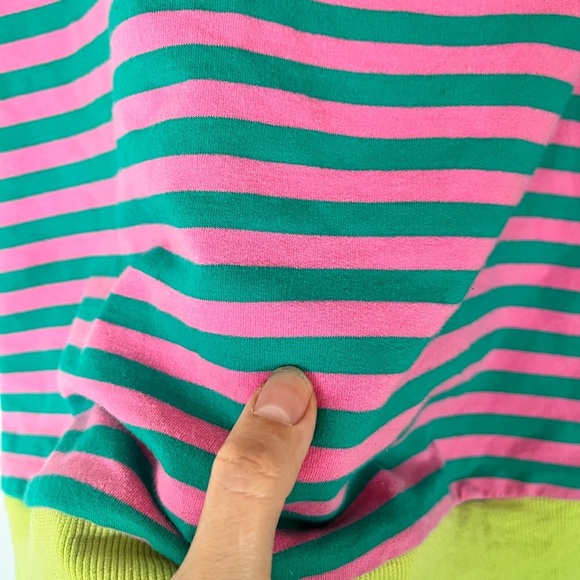 Oversized Women’s Striped Pink and Green Sweatshirt - Picture 6 of 6